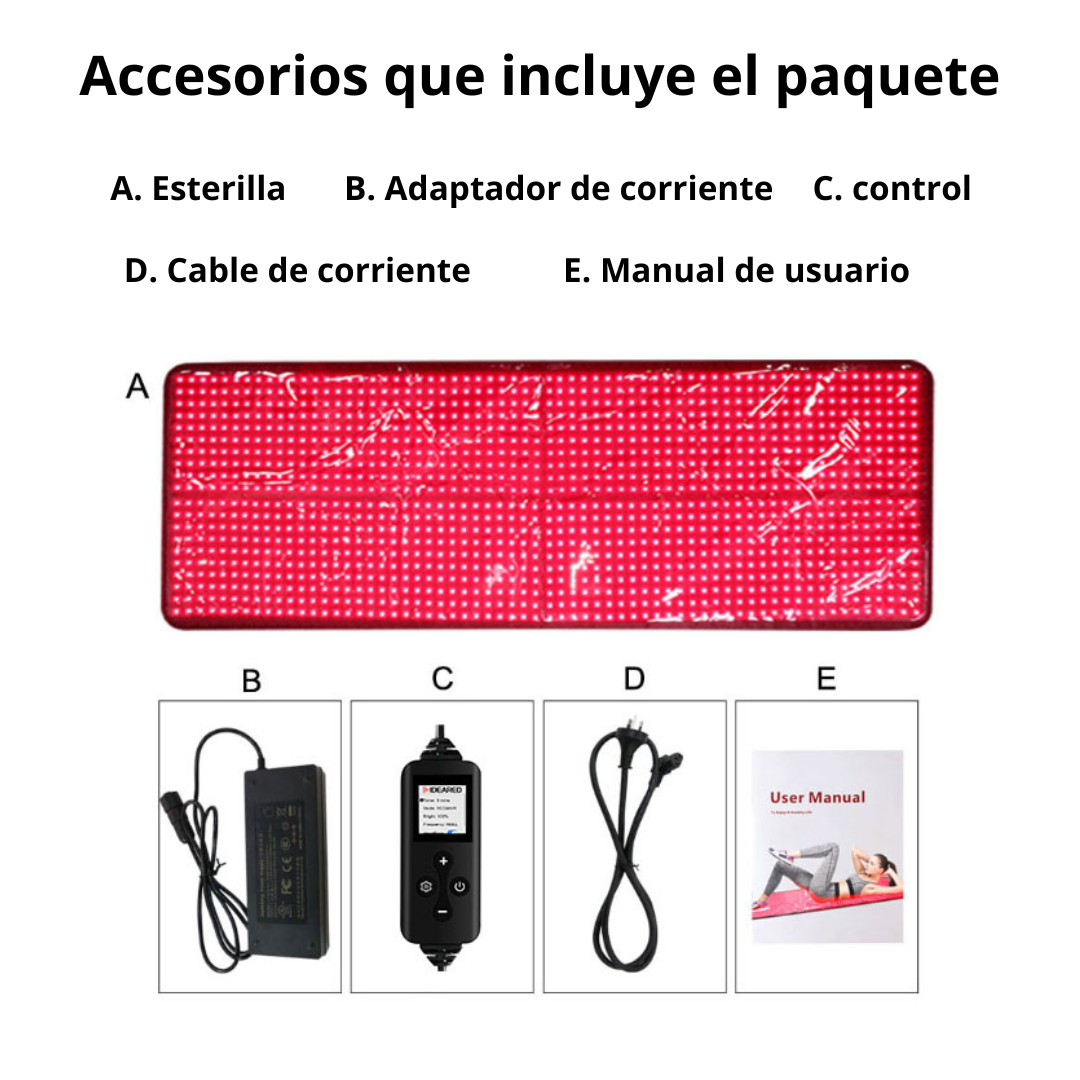 Esterilla de luz roja SoluxirVitalMat1000.4 para mejorar la circulación y aliviar dolores musculares.